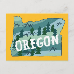 Oregon Illustriert Map Postkarte