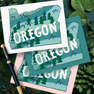 Oregon Illustriert Map Postkarte