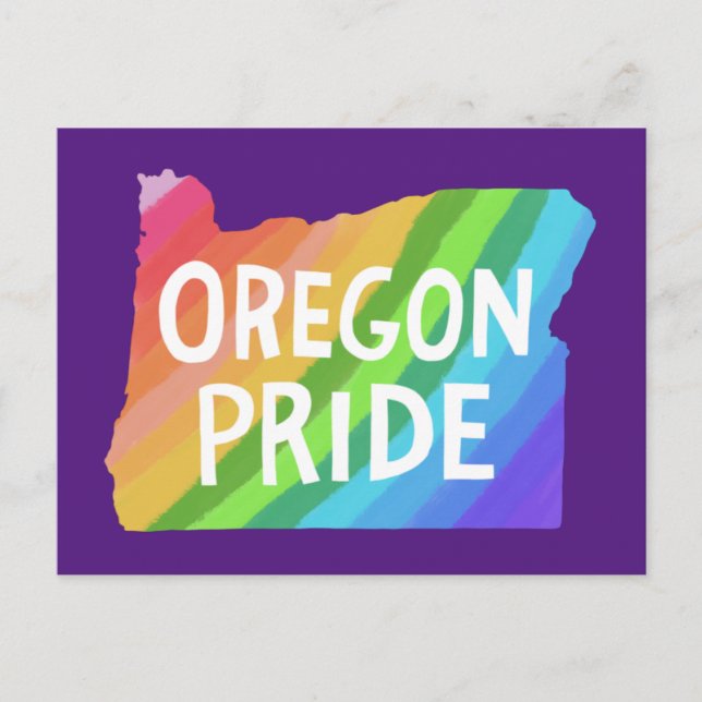 Oregon Illustriert Map PRIDE RAINBOW Postkarte (Vorderseite)