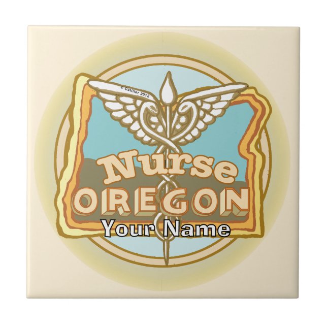 Oregon Krankenpfleger Caduceus Fliese (Vorderseite)