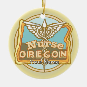Oregon Krankenschwester Caduceus Keramik Ornament