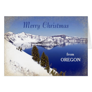 Oregon Krater Weihnachtssee Gold Glitzer Card