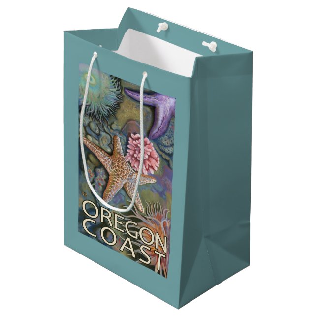 Oregon-Küste Tidepool Mittlere Geschenktüte (Vorderseite Schrägansicht)