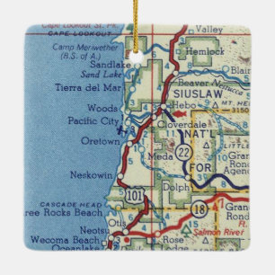 Oregon-Küste Vintage-Karte Keramikornament