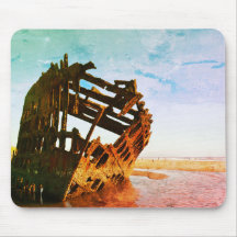 Oregon-Küste Vintage-Schiffswrack-Mauspad