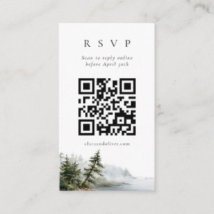 Oregon-Küsten-Kiefern-Landschaft-Hochzeits-QR-Code Begleitkarte