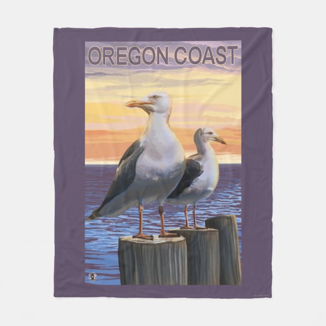 Oregon-Küsten-Seemöven Fleecedecke (Vorderseite)