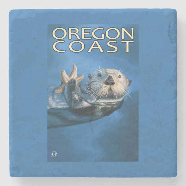 Oregon-Küsten-Seeotter Steinuntersetzer (Vorderseite)