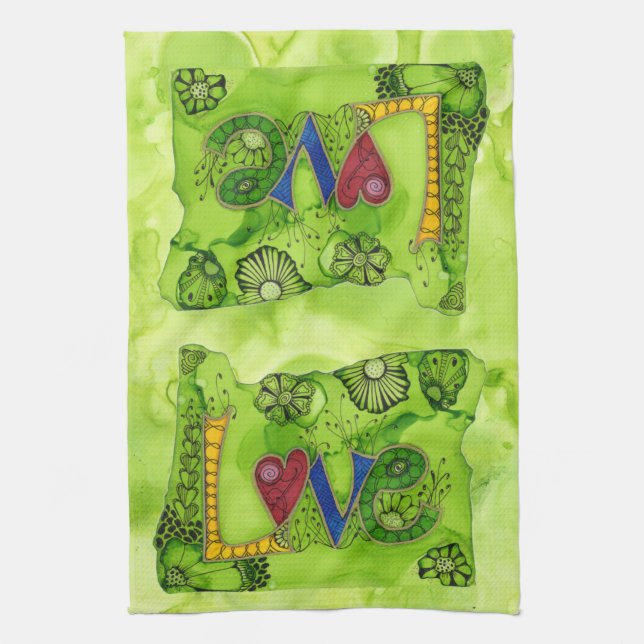 Oregon Liebe über Herd Küche Handtuch (Vertikal)