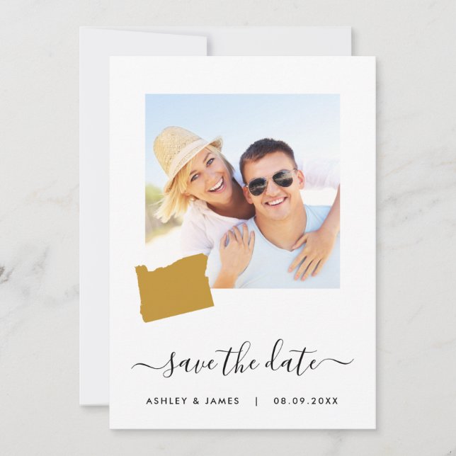 Oregon Map Foto Wedding Save the Date Card (Vorderseite)