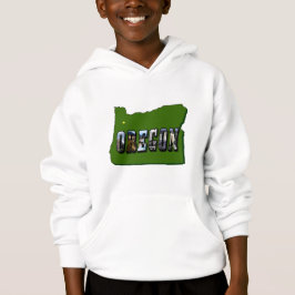 Oregon Map Kontur und Bildtext Hoodie