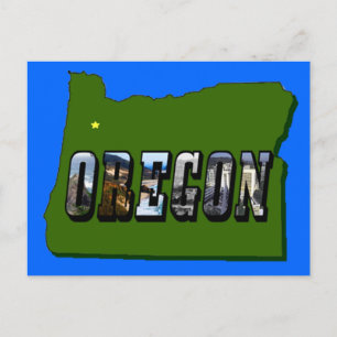 Oregon Map Kontur und Bildtext Postkarte