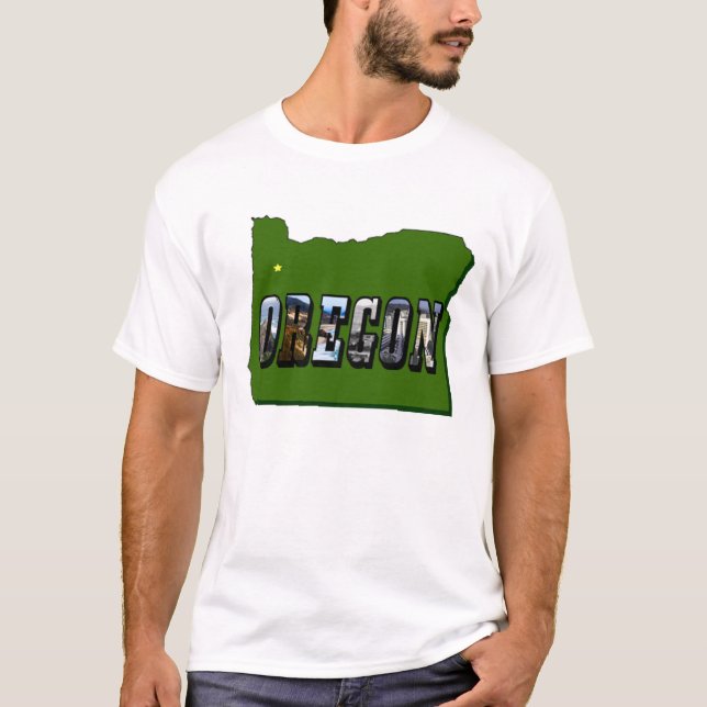 Oregon Map Kontur und Bildtext T-Shirt (Vorderseite)
