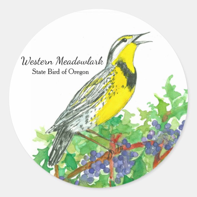 Oregon Meadowlark Grabmal Journal Runder Aufkleber (Vorderseite)