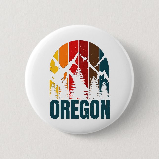 Oregon Mountains Retro Vintag Button (Vorderseite)