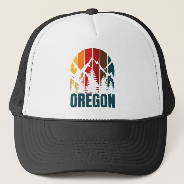 Oregon Mountains Retro Vintag Truckerkappe (Vorderseite)