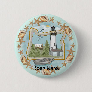 Oregon Muscheln Lighthouse Button