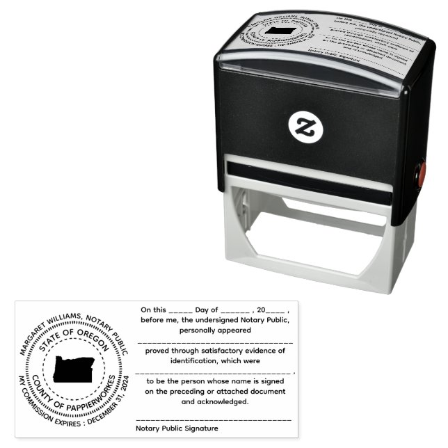 Oregon Notary Public Recognition Briefmarke Permastempel (Beispiel)