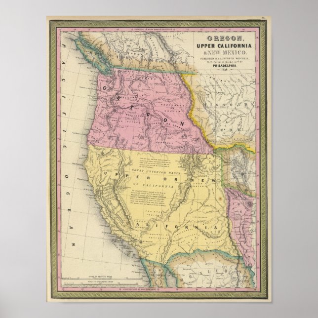 Oregon, Oberkalifornien und New Mexico Poster (Vorne)