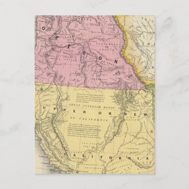 Oregon, Oberkalifornien und New Mexico Postkarte (Vorderseite)