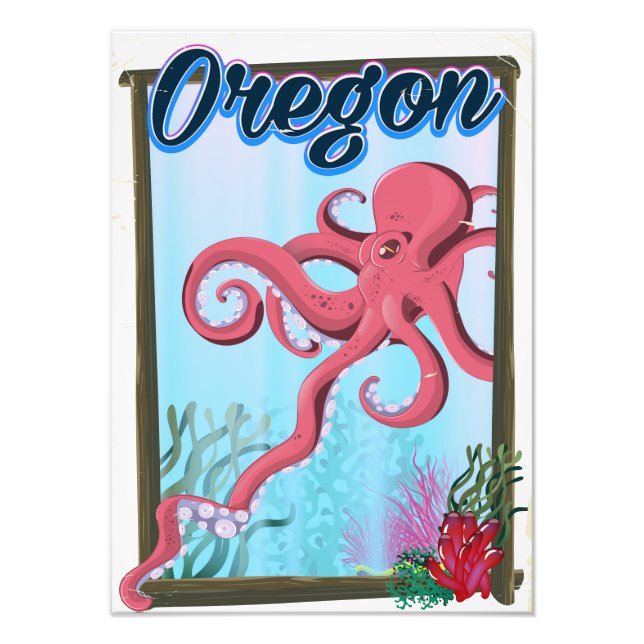 Oregon Octopus Reiseplakat. Fotodruck (Vorne)