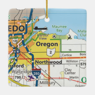 Oregon Ohio Vintage Karte Keramikornament