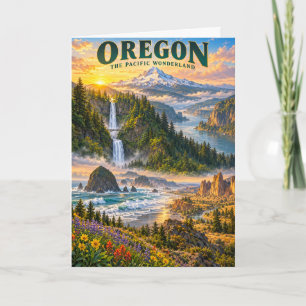Oregon Pacific Wonderland Reiseplakat Karte