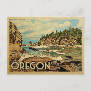Oregon Postcard Beach Cliffs Vintage Travel Postkarte