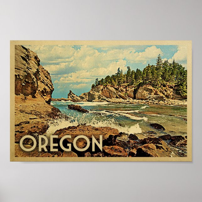 Oregon Poster Vintage Wandern neben dem Wasser (Vorne)