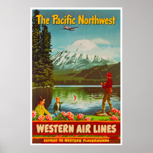 Oregon Reiseplakat Washington Kunst Idaho Pazifik Poster