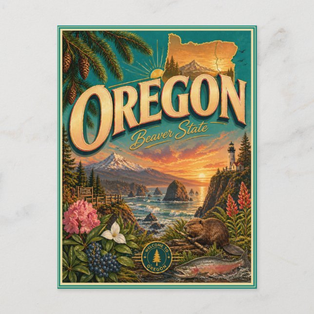 Oregon Retro Reise Souvenir Postkarte (Vorderseite)