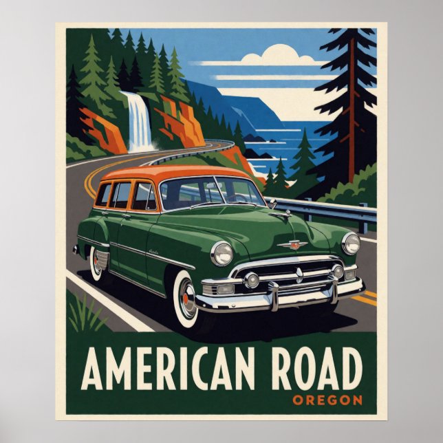 Oregon Road Classic Car Poster (Vorne)