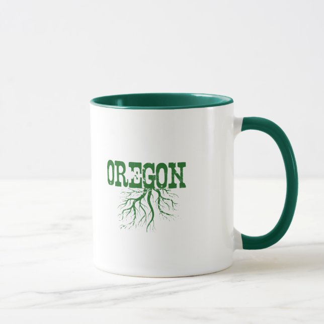 Oregon Roots Grüne Kunst Tasse (Rechts)