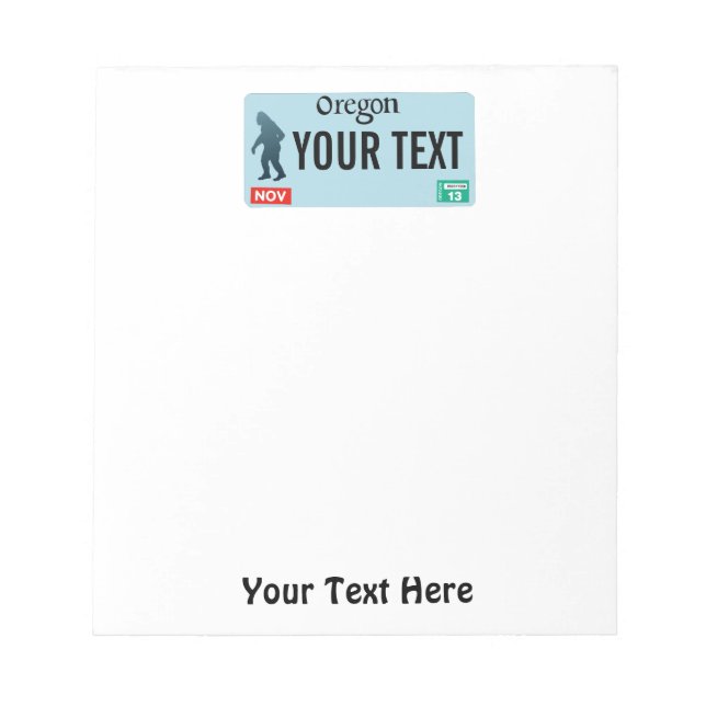 Oregon Sasquatch License Plate Notizblock (Vorderseite)