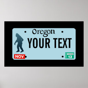 Oregon Sasquatch License Plate Poster