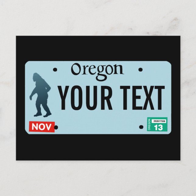 Oregon Sasquatch License Plate Postkarte (Vorderseite)