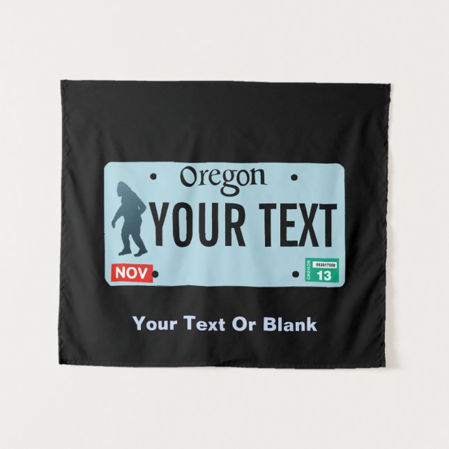 Oregon Sasquatch License Plate Wandteppich (Vorderseite (Horizontal))