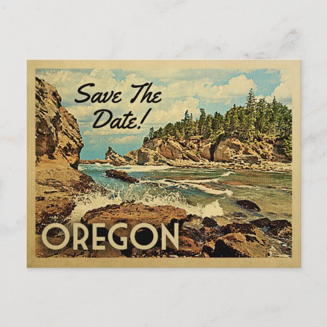 Oregon Save the Date Vintage Postkarten (Vorderseite)