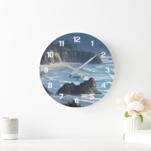 Oregon Scenic Coastline Seascape Große Wanduhr