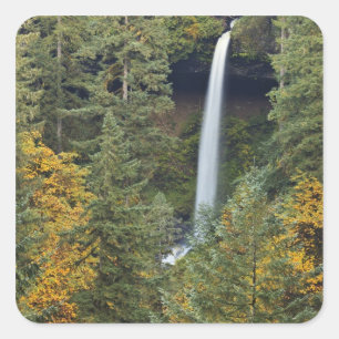 Oregon, Silver Falls Staat Park, North Falls Quadratischer Aufkleber