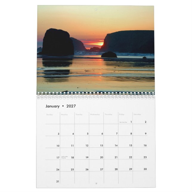 Oregon-Sonnenuntergänge Kalender (Jan 2027)
