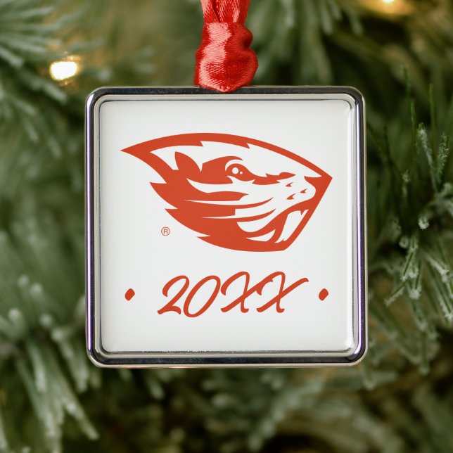 Oregon Staat Beavers | Biberkopf Ornament Aus Metall (Baum)
