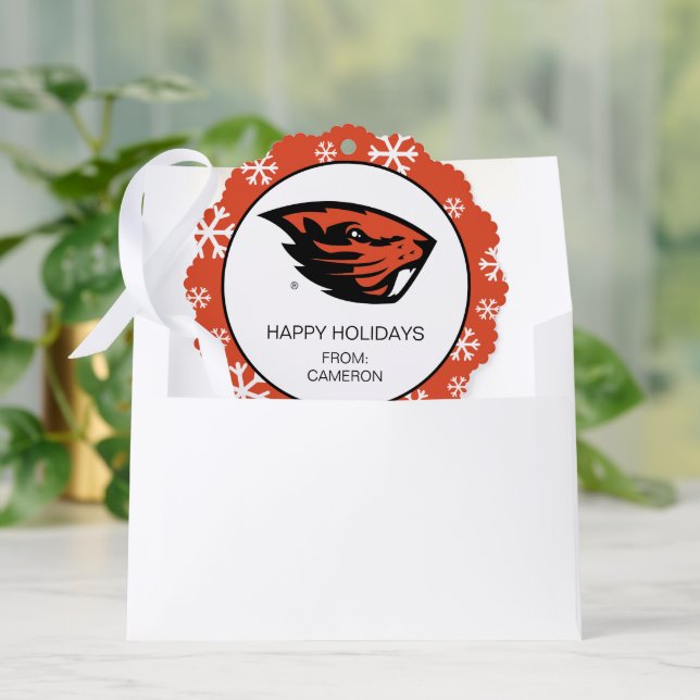 Oregon Staat Beavers | Biberkopf Ornament Karte (Umschlag)