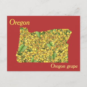 Oregon Staat Blume Collage Map Postkarte