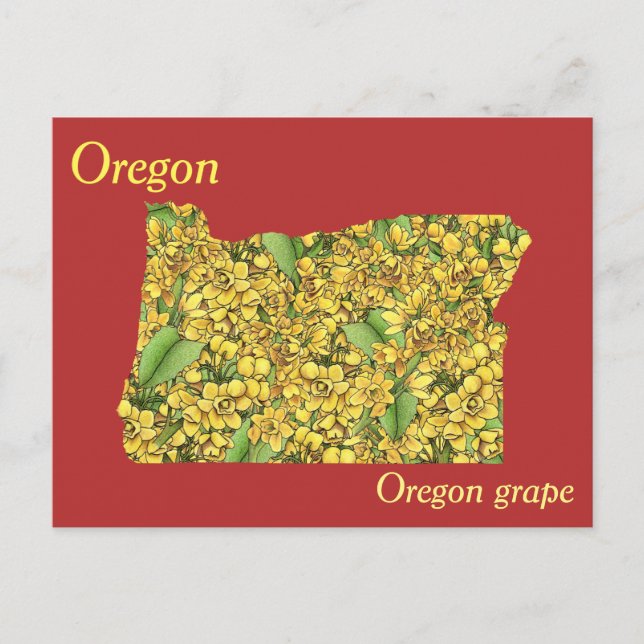 Oregon Staat Blume Collage Map Postkarte (Vorderseite)