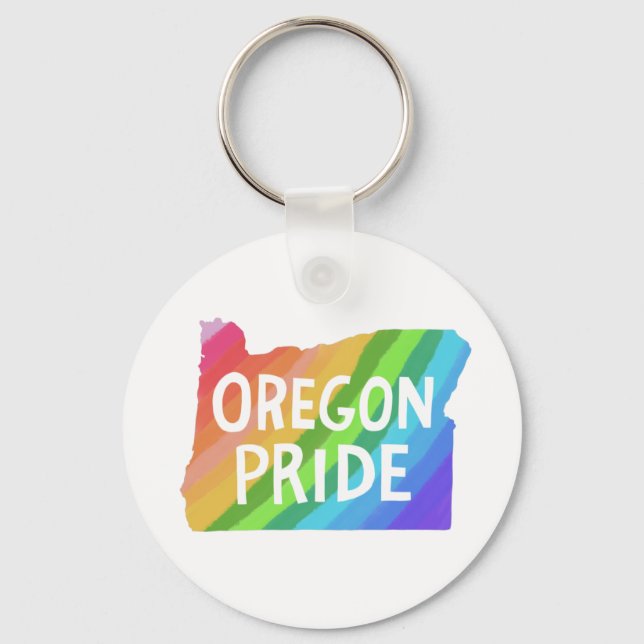 Oregon Staat Karte Beschreibung RAINBOW PRIDE Schlüsselanhänger (Vorderseite)