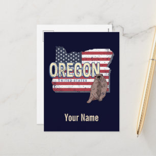 Oregon Staat United Staaten Retro Map USA Souvenir Feiertagspostkarte