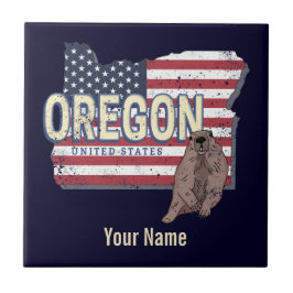 Oregon Staat United Staaten Retro Map USA Souvenir Fliese