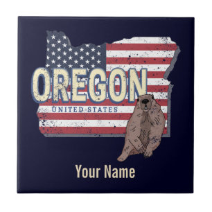 Oregon Staat United Staaten Retro Map USA Souvenir Fliese