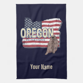 Oregon Staat United Staaten Retro Map USA Souvenir Geschirrtuch